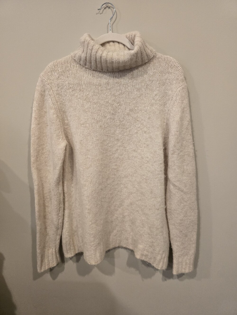 L.L. Bean Cream Wool Blend Turtleneck Sweater - Women's Cozy Knit Pullover